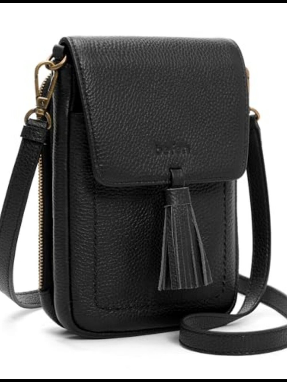 Genuine Leather Small Crossbody Bag RFID Phone Purse Tassel